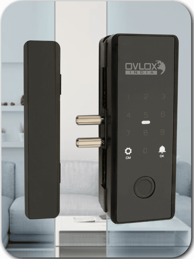 Ovlox India OSGL-01 smart glass door lock for offices.