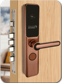 Ovlox India OSHL-07 Premier hotel door lock shown on a door.